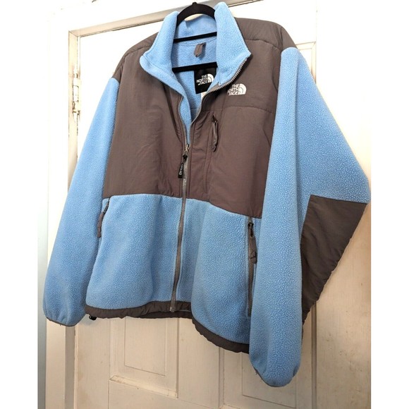 Vtg Women's North Face Soft Shell zip jacket size xl blue/blk used - Picture 1 of 6
